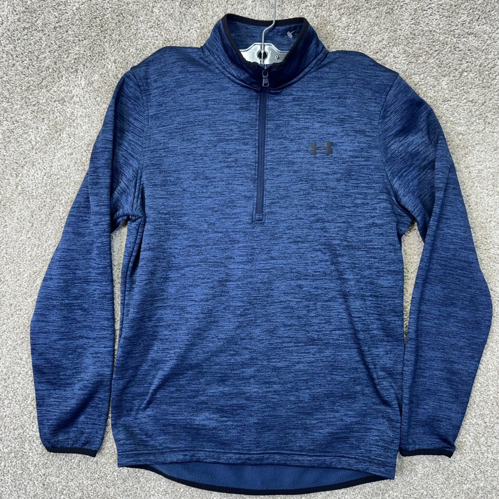 Under Armour Pullover Mens S ColdGear 1/4 Zip Navy Blue Space-Dye EUC